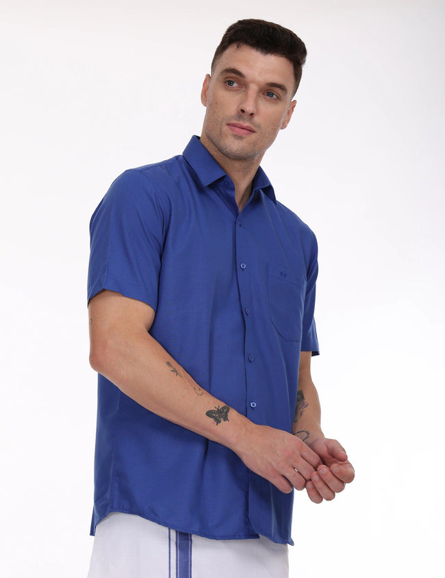 Blue-colour-shirt-half-sleeve Hover Image
