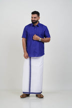 Colour Catch Royal Blue Single Set – Half Sleeve Shirt + Dhoti Set