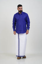Colour Catch Royal Blue Single Set – Full Sleeve Shirt + Dhoti Set