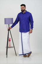 Colour Catch Royal Blue Single Set – Full Sleeve Shirt + Dhoti Set