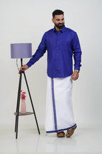 Colour Catch Royal Blue Single Set – Full Sleeve Shirt + Dhoti Set