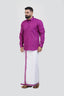 Colour Catch Magenta Single Set – Full Sleeve Shirt + Dhoti Set