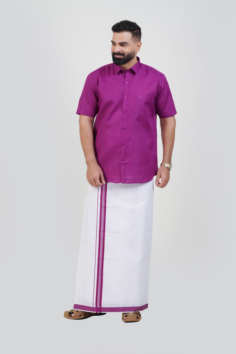 Colour Catch Magenta Single Set – Half Sleeve Shirt + Dhoti Set