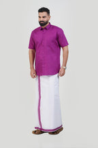 Colour Catch Magenta Single Set – Half Sleeve Shirt + Dhoti Set