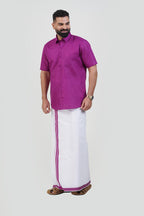 Colour Catch Magenta Single Set – Half Sleeve Shirt + Dhoti Set