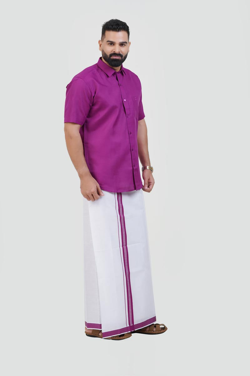 Colour Catch Magenta Single Set – Half Sleeve Shirt + Dhoti Set