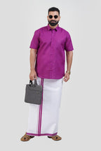 Colour Catch Magenta Single Set – Half Sleeve Shirt + Dhoti Set