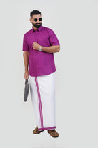 Colour Catch Magenta Single Set – Half Sleeve Shirt + Dhoti Set
