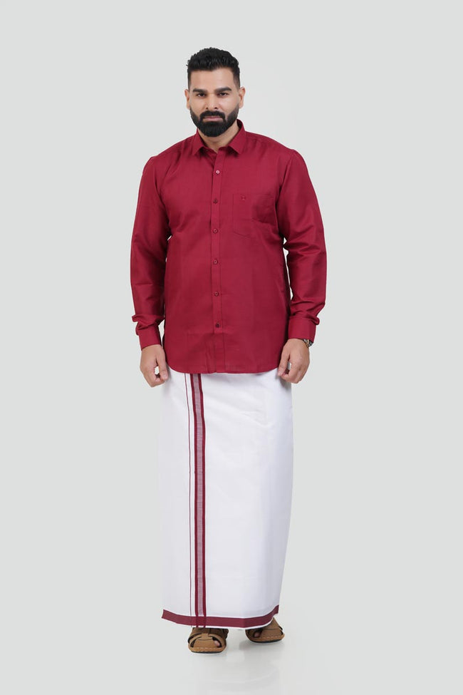 Colour Catch Maroon Single Set – Shirt + Dhoti Set Hover Image
