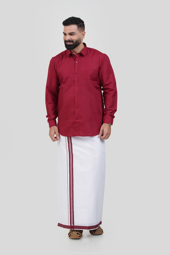 Colour Catch Maroon Single Set – Shirt + Dhoti Set Main Image