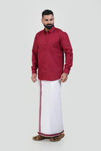 Colour Catch Maroon Single Set – Shirt + Dhoti Set