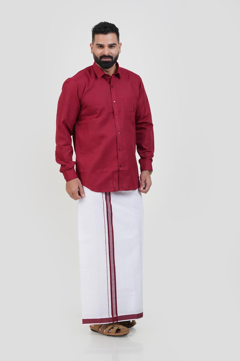 Colour Catch Maroon Single Set – Shirt + Dhoti Set