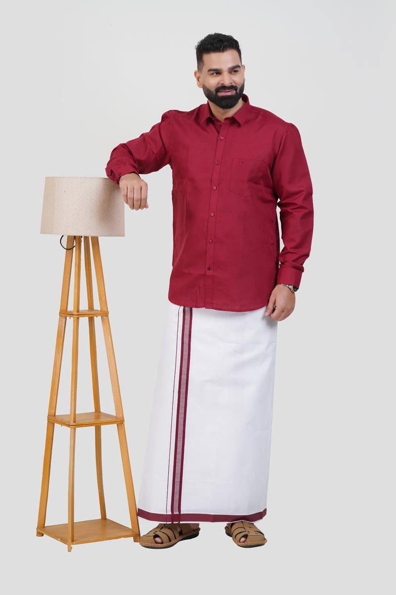 Colour Catch Maroon Single Set – Shirt + Dhoti Set