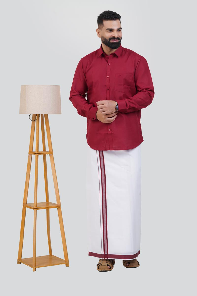 Colour Catch Maroon Single Set – Shirt + Dhoti Set