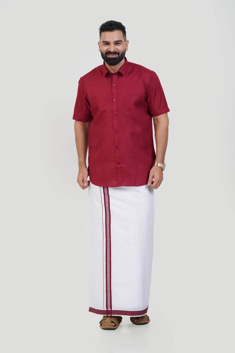 Colour Catch Maroon Single Set – Half Sleeve Shirt + Dhoti Set