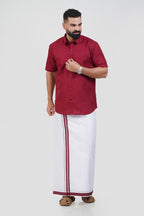 Colour Catch Maroon Single Set – Half Sleeve Shirt + Dhoti Set
