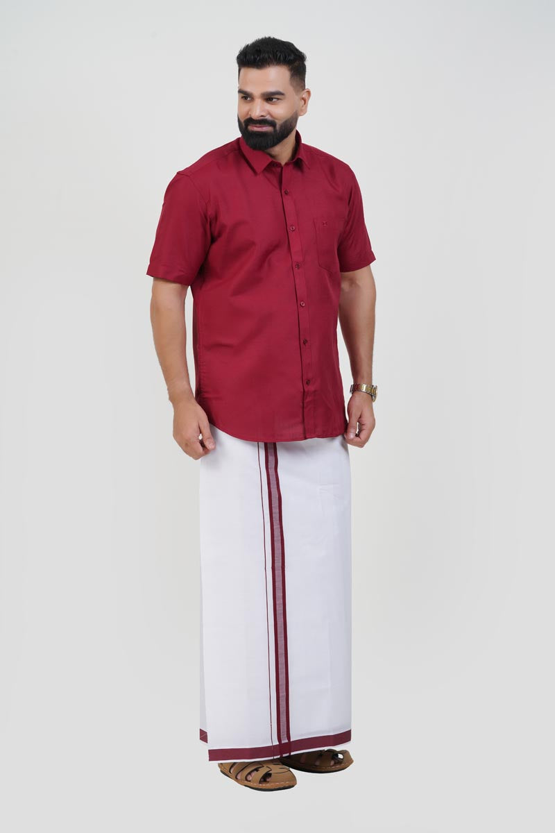Colour Catch Maroon Single Set – Half Sleeve Shirt + Dhoti Set