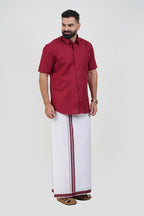 Colour Catch Maroon Single Set – Half Sleeve Shirt + Dhoti Set