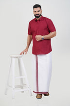 Colour Catch Maroon Single Set – Half Sleeve Shirt + Dhoti Set