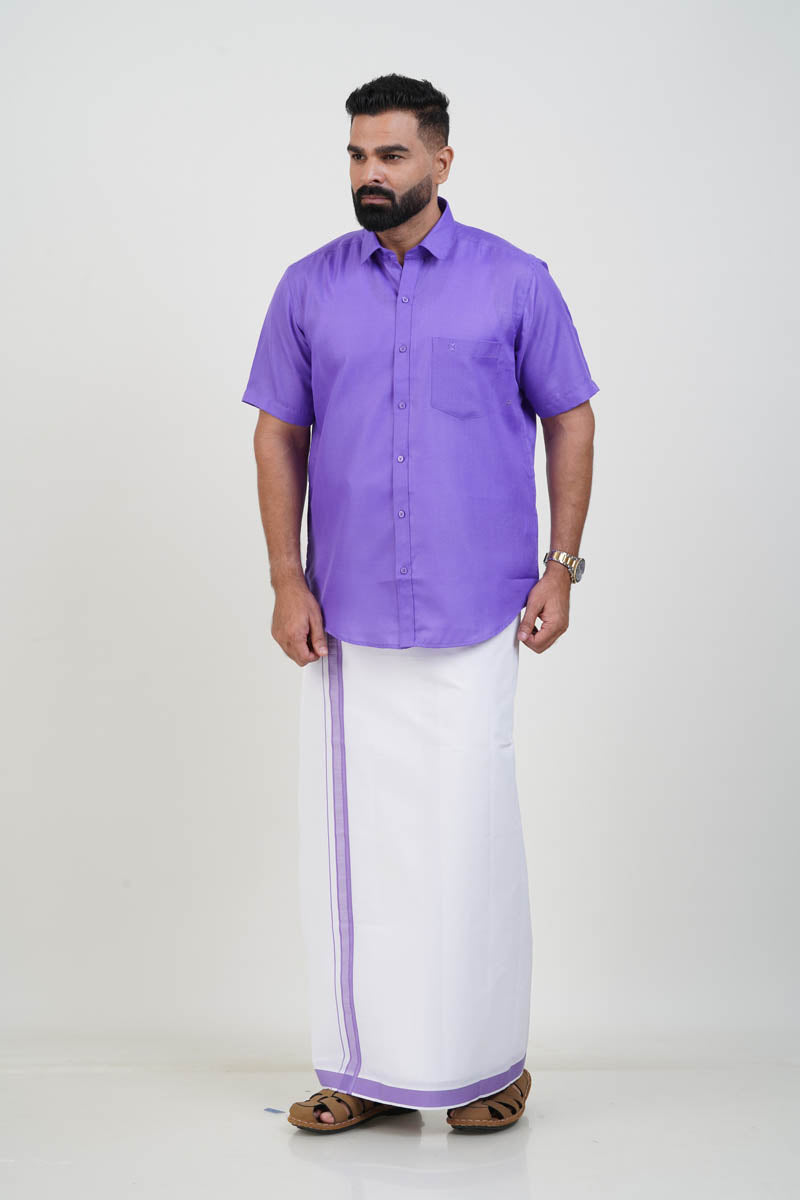 Colour Catch Lavender Purple Single Set – Half Sleeve Shirt + Dhoti Set