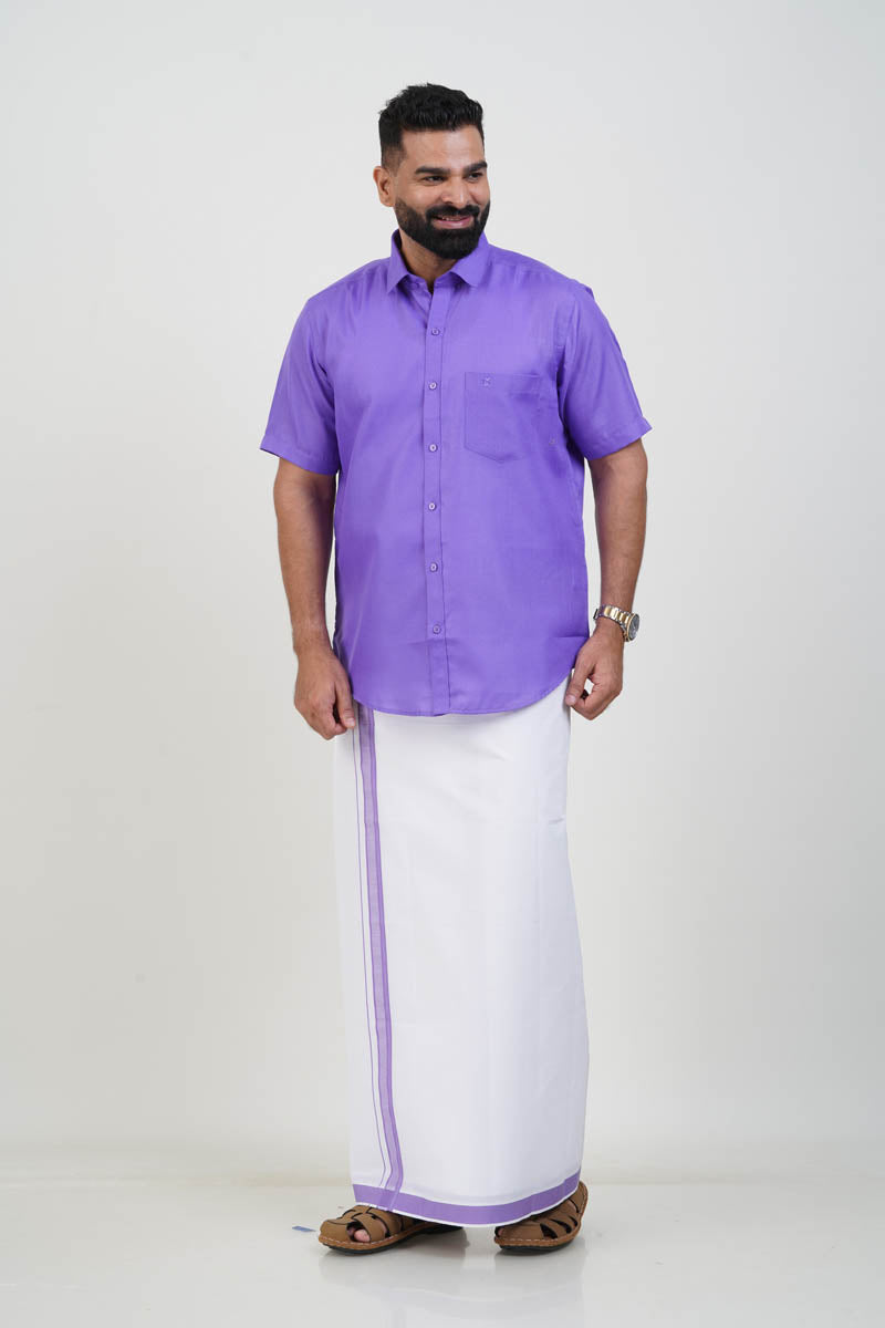 Colour Catch Lavender Purple Single Set – Half Sleeve Shirt + Dhoti Set