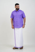 Colour Catch Lavender Purple Single Set – Half Sleeve Shirt + Dhoti Set
