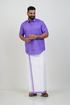 Colour Catch Lavender Purple Single Set – Half Sleeve Shirt + Dhoti Set