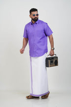 Colour Catch Lavender Purple Single Set – Half Sleeve Shirt + Dhoti Set