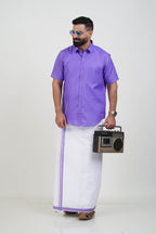 Colour Catch Lavender Purple Single Set – Half Sleeve Shirt + Dhoti Set