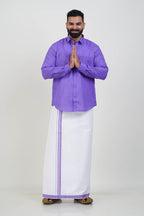 Colour Catch Lavender Purple Single Set – Full Sleeve Shirt + Dhoti Set