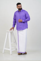 Colour Catch Lavender Purple Single Set – Full Sleeve Shirt + Dhoti Set