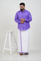 Colour Catch Lavender Purple Single Set – Full Sleeve Shirt + Dhoti Set
