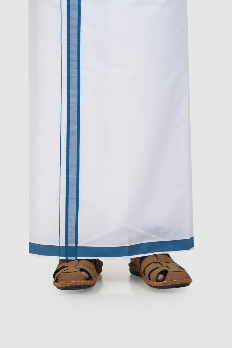 Colour Catch Teal Blue Single Set – Full Sleeve Shirt + Dhoti Set