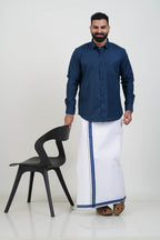 Colour Catch Midnight Blue Single Set – Full Sleeve Shirt + Dhoti Set
