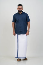 Colour Catch Midnight Blue Single Set – Half Sleeve Shirt + Dhoti Set