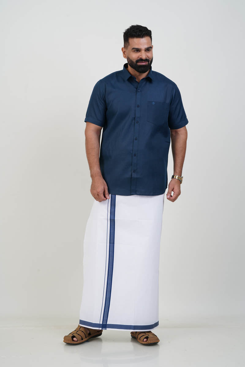 Colour Catch Midnight Blue Single Set – Half Sleeve Shirt + Dhoti Set