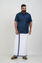 Colour Catch Midnight Blue Single Set – Half Sleeve Shirt + Dhoti Set