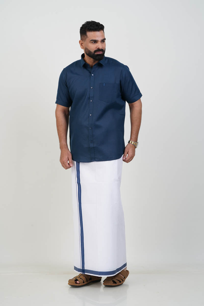 Colour Catch Midnight Blue Single Set – Half Sleeve Shirt + Dhoti Set