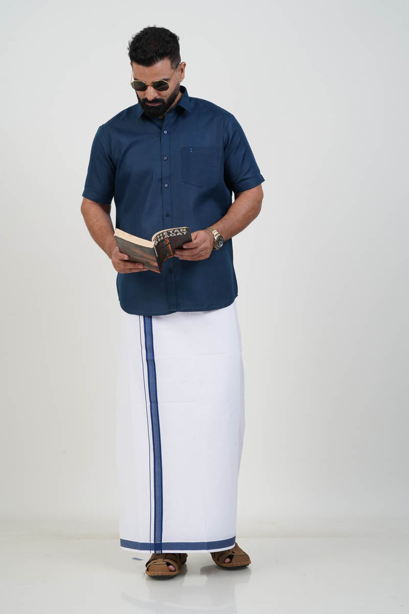 Colour Catch Midnight Blue Single Set – Half Sleeve Shirt + Dhoti Set