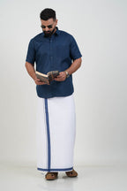 Colour Catch Midnight Blue Single Set – Half Sleeve Shirt + Dhoti Set