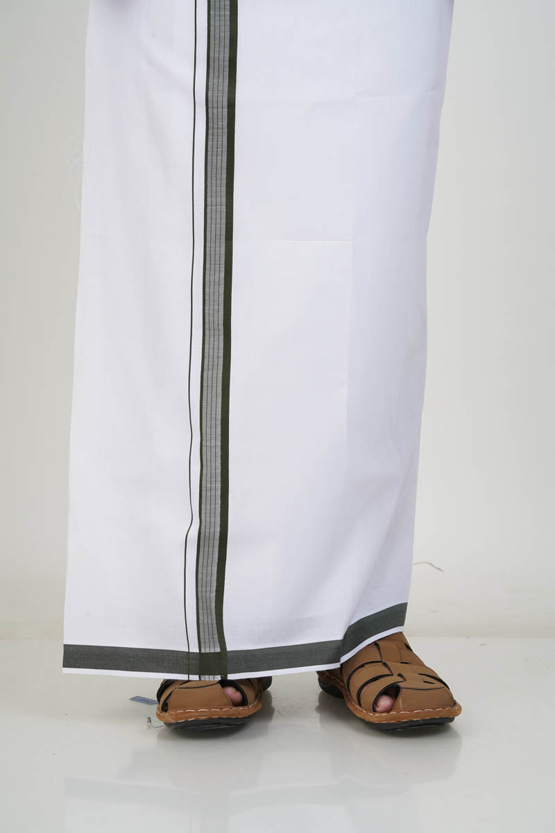 Colour Catch Dark Olive Green Single Set – Half Sleeve Shirt + Dhoti Set