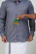 Colour Catch Grey Single Set – Full Sleeve Shirt + Dhoti Set