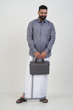 Colour Catch Grey Single Set – Full Sleeve Shirt + Dhoti Set