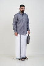 Colour Catch Grey Single Set – Full Sleeve Shirt + Dhoti Set