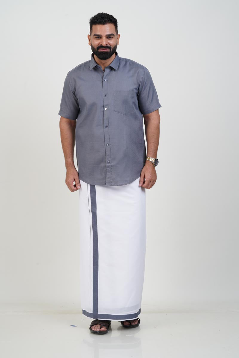 Colour Catch Grey Single Set – Half Sleeve Shirt + Dhoti Set