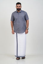 Colour Catch Grey Single Set – Half Sleeve Shirt + Dhoti Set