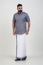Colour Catch Grey Single Set – Half Sleeve Shirt + Dhoti Set