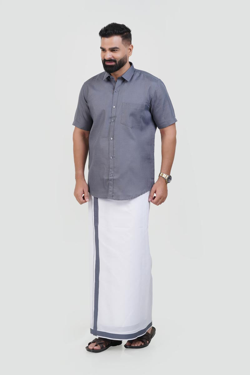 Colour Catch Grey Single Set – Half Sleeve Shirt + Dhoti Set