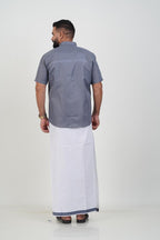 Colour Catch Grey Single Set – Half Sleeve Shirt + Dhoti Set