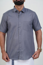 Colour Catch Grey Single Set – Half Sleeve Shirt + Dhoti Set